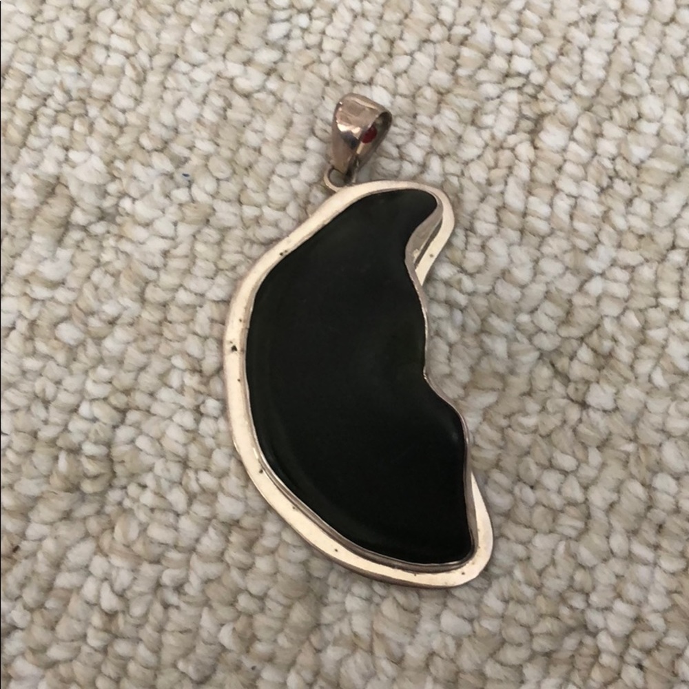Sterling silver green sea glass pendant